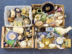 Quantity of Assorted Porcelain, Pottery & Collectibles, in four boxes, including blue and white