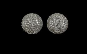 Pair of 9ct Gold Diamond Stud Earrings, pavee set clusters, fully hallmarked.