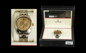 Rolex Tudor Glamour Date Rotor Self-Winding stainless steel and gold gentleman's bracelet watch,