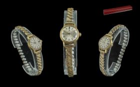 Ladies Omega Automatic Wrist Watch, Silvered Dial, Baton Numerals With Date Aperture, Working