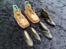 Three Pairs of Antique Miniature Apprentice Shoes, in leather. Beautifully made miniature shoes.