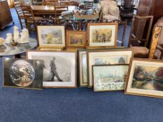 Large Collection of Prints & Paintings, framed and glazed, including a Lowry print, cottage