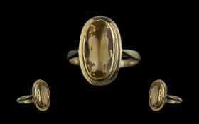 Ladies Nice Quality 9ct Gold Single Stone Citrine Set Ring - Full Hallmark for 9ct (375) to Shank.