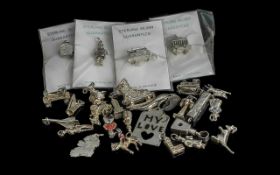 Large Amount of Solid Silver Charms, a good, interesting collection, some still in original