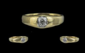 18ct Yellow Gold - Pleasing Quality Single Stone Diamond Set Ring. The Faceted Diamond of