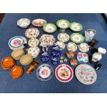 Quantity of Pottery & Porcelain, including three blue and white Ashworth jugs, Oriental plates,