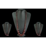 Early 20th Century Superb Quality Cherry Amber Beaded Necklace of Graduated form. Wonderful