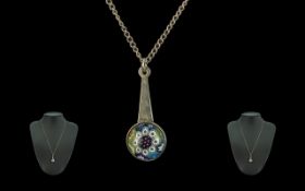 Scottish Silver Millefiori Pendant and Necklace. Attractive Millefiori Scottish Pendant In Silver,