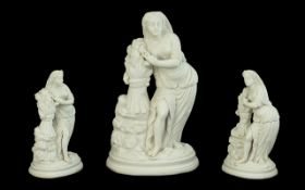 Antique Parian Figure Group. Large Parian Figure of a Lady Scantly Dressed, Superior Detail and