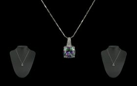 Mystic Topaz Pendant in silver; a large mystic topaz of approx. 12cts, set in silver, the large,