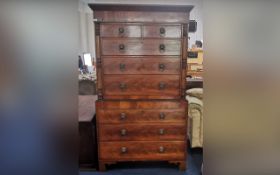 A 19th Century Mahogany Chest on Chest two short over three long drawers above three further