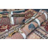 Decorative Oriental Fantasy Display Sword, with crucifix handle with jewel and snake design and