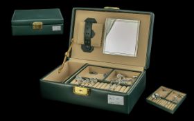 Dark Green Leatherette Jewellery Box, containing a selection of costume jewellery to include a