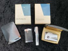 Collection of Vintage Ronson Lighters, comprising a Ronson Adonis VA224 boxed Chromium Engine Turned