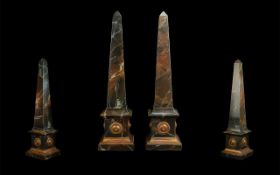 Pair of Marbled Obelisks of Typical Form, made of resin, made by Acanto of Spain. Measures 23''