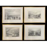 Four J M W Turner Prints, all mounted, framed and glazed, depicting 'The Town and Castle of