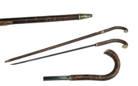 Victorian Sword Stick, push button release, overall length 34''.