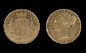 Queen Victoria 22ct Gold Young Head Shield Back Full Sovereign - Date 1878. Sydney Mint, Almost