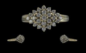 9ct Gold Diamond Cluster Ring, round cut