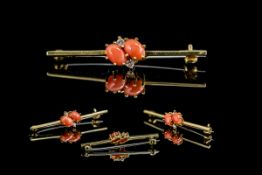 Ladies 18ct Gold Attractive Coral and Di