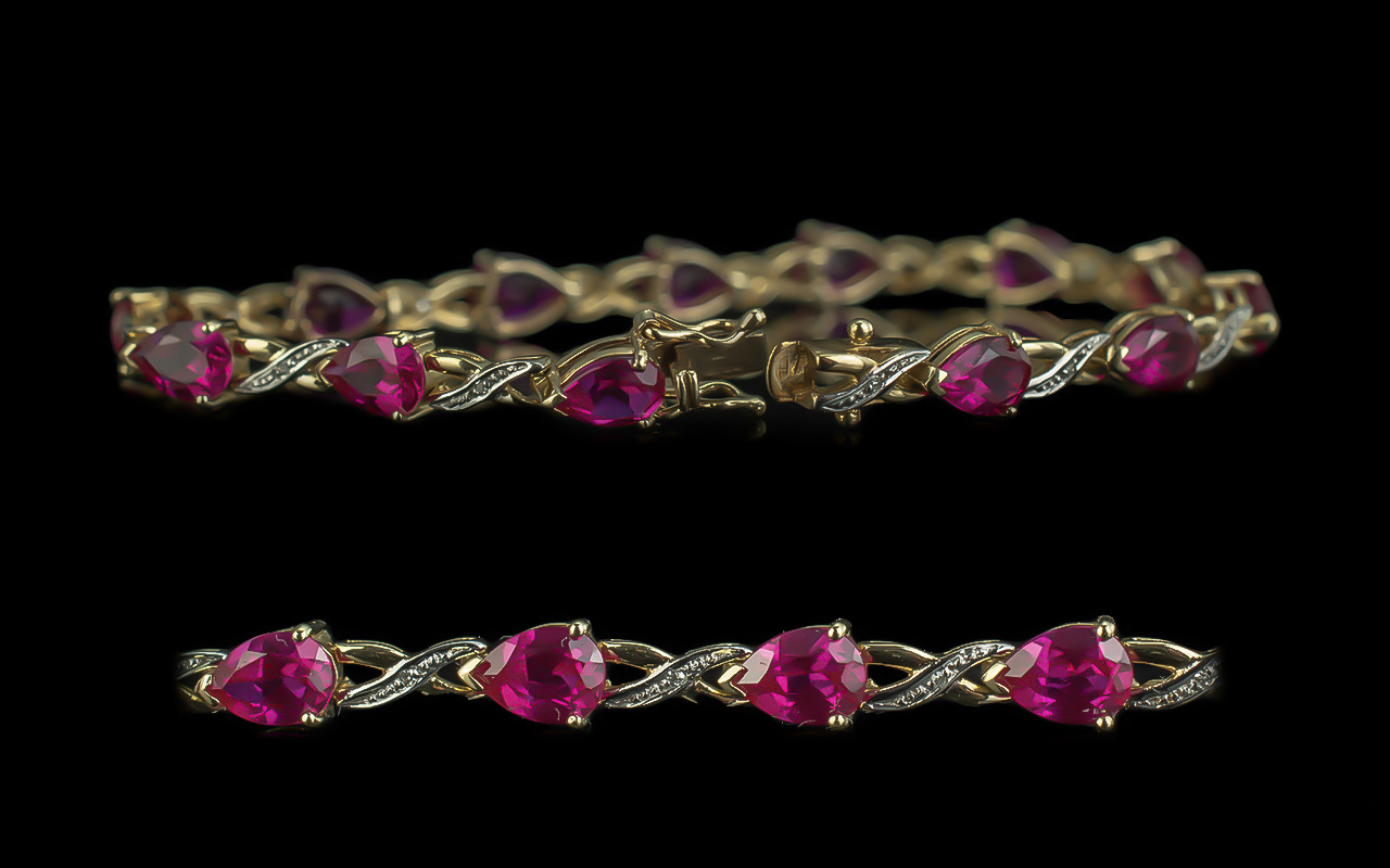 Ladies Attractive 9ct Gold Ruby and Diam