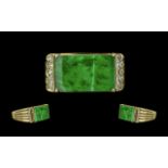 18ct Gold - Pleasing Jade and Diamond Se