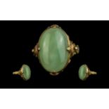 Chinese 20ct Gold Single Stone Jade Set