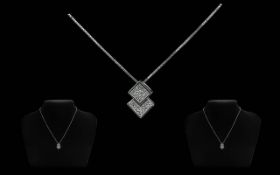 9ct White Gold Diamond Set Princess Pend