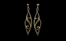 Ola Gorie 9ct Gold Drop Earrings, 1.5" h