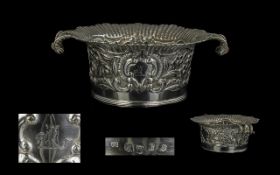 Irish 19th Century Silver William IV Sterling Silver Twin Handled Cup/Bowl - With Embossed Floral