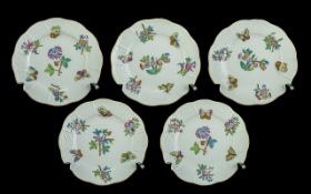 Herand - Hungarian Superb Quality and Assorted Early Set of 5 Side Plates, Superb Detail In