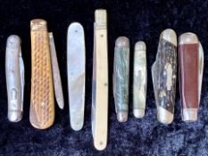 Collection of Penknives dating back to the early 20th century; decorated with mother-of-pearl,