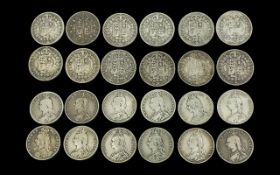 Collection of 12 Victorian Silver Half Crowns, Fine Condition, Various Dates - 1889 x 5, 1887 x 2,