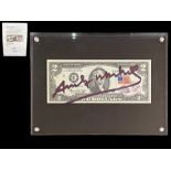 Andy Warhol (1928 - 1987) Interest - Black Acrylic Felt Handwritten Signed Two Dollar Bill (Thomas