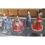 Four Lady Figurines, comprising Royal Doulton 'Fragrance' HN 2334, Royal Doulton 'Masque' HN 2554,