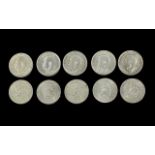 Five Silver George V Shillings - Mostly E.F - UNC. Includes 1915 x 3, 1914 & 1918 ( 5 ) Shillings In