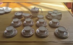 Royal Worcester 'Royal Garden' Tea Set, comprising tea pot, sugar bowl, milk jug, 12 cups, saucers