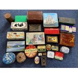 Two Large Boxes of Assorted Vintage Tins, including Huntleys & Palmers, Cadbury's, tobacco tins,