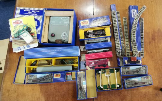 Collection of Hornby Dublo Boxed Trains & Track, comprising Power Control Unit A3, TPO Lineside