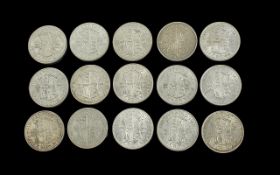 ( 15 ) George V & George VI Half Crowns. VF - EF to UNC. Various Dates. Includes 1933 - 1, 1944 - 3,