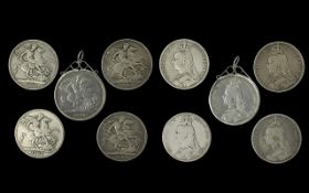 Five Victorian Silver Crowns. ( 5 ) Victorian Silver Crowns, Fine Condition, Dates 1890, 1891 & 1892