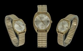 Bulova Ambassador 18ct Gold Cased - Iconic Automatic 30 Jewels Gents Wrist Watch. c.1969. Features