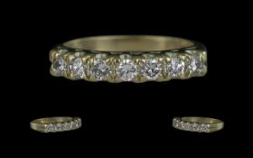 18ct White Gold - Pleasing 7 Stone Diamond Set Ring. Full Hallmark to Interior of Shank. The Round
