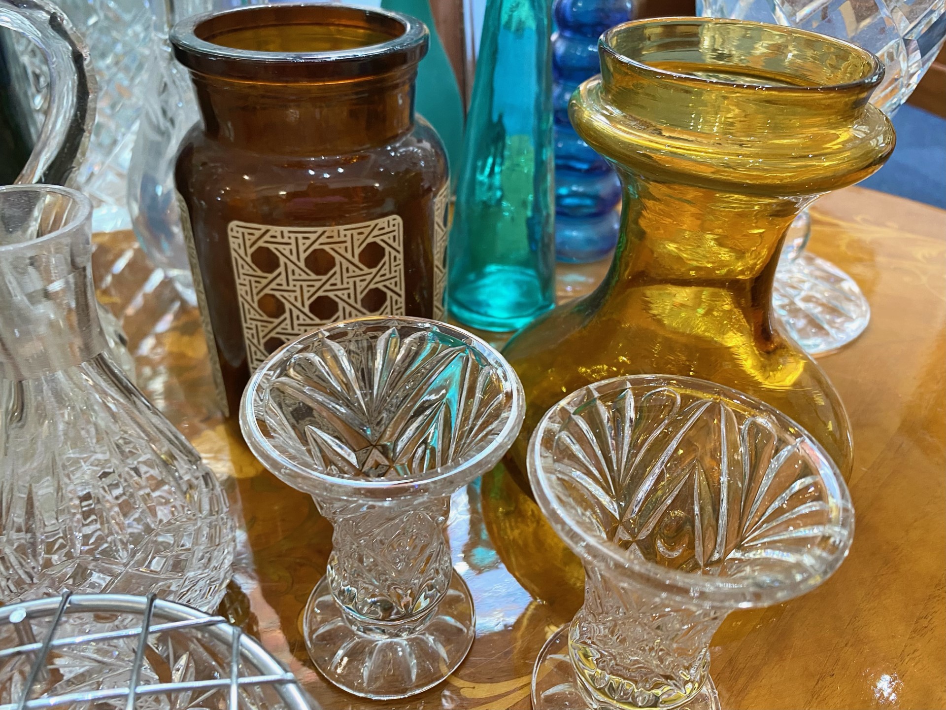 Two Boxes of Assorted Glass Items, including vases, Troika style vase, dishes, jugs, rose bowls, - Image 2 of 3