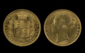 Queen Victoria 22ct Gold Young Head - Shield Back Full Sovereign, Date 1855. Some Nicks and