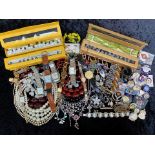 Box of Costume Jewellery, including boxed Indian stone set bracelets, bracelets, watches incl.