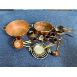 Collection of Copper Items, including pans, tankards, ladles, etc.