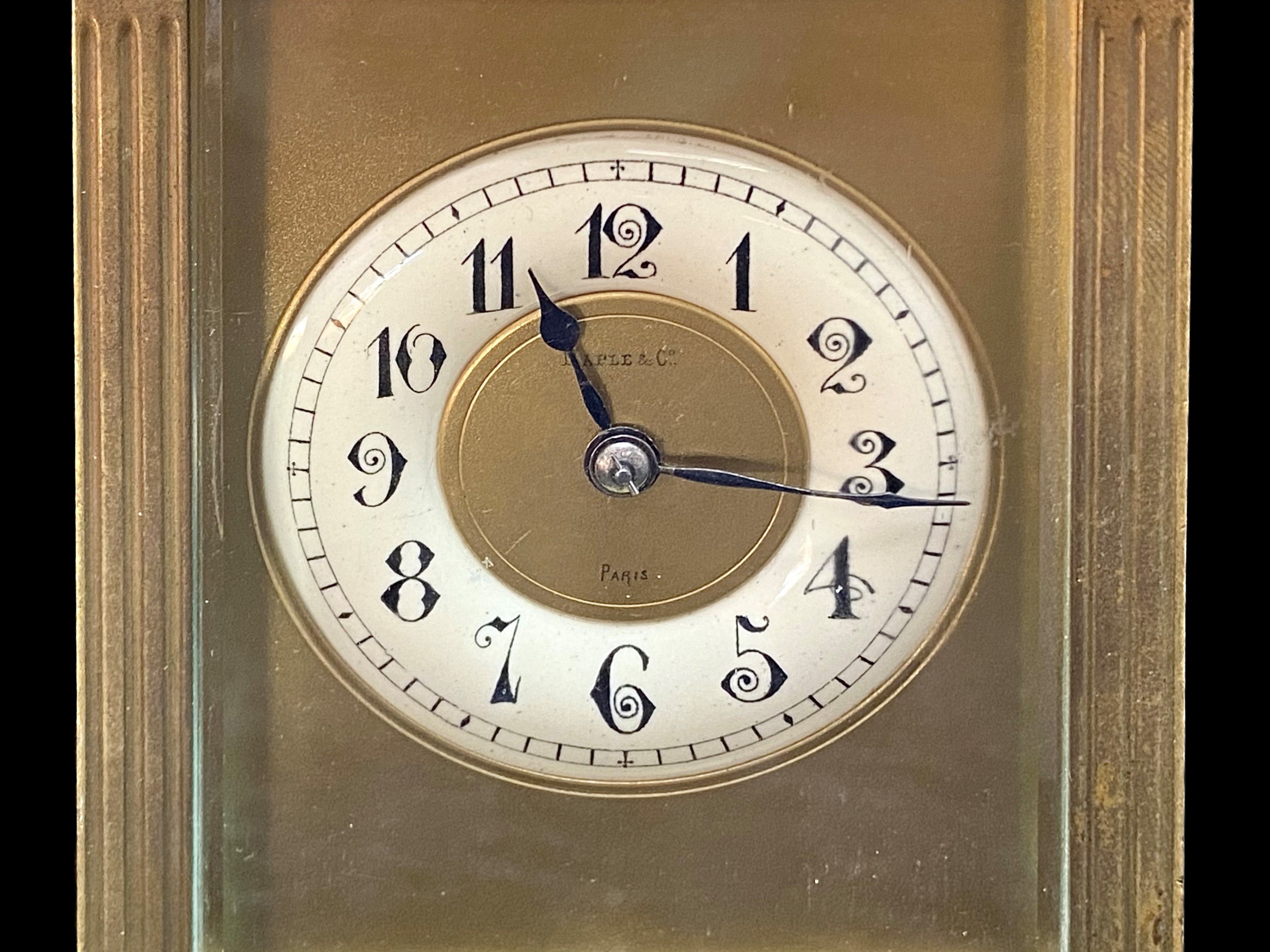 French Carriage Clock with repeating mechanism, cream chapter dial with Arabic numerals, marked - Image 2 of 4