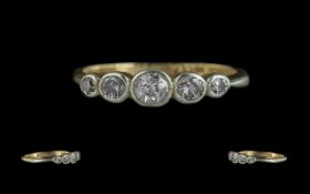 Antique 18ct Diamond Set Ring. Pretty 5 Stone Diamond Set Ring, Graduating Diamond Ring, Diamonds of