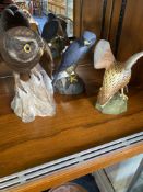 Three Spode Porcelain Bird Figurines, comprising Spode Montague's Harrier, 7'' tall, with raised
